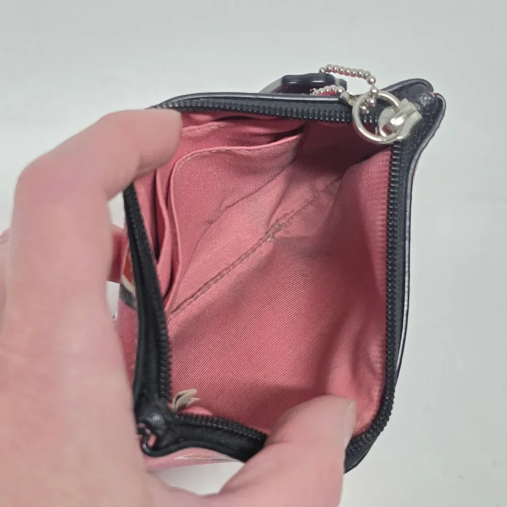 Coach Hearts Print Small Pink Pouch Wallet Wristlet F52560 Missing Strap